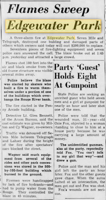 Edgewater Park - Dec 27 1955 Article On Fire